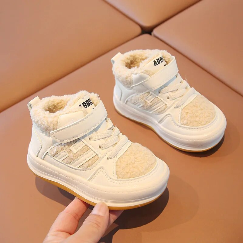 Új 2024 Pamut Cipők Gyerek plüss Vastag Csúszásmentes Cipők Fiúk Lányok Meleg Sportcipők Baba Puha Kényelem Téli Cipők Gyerekek