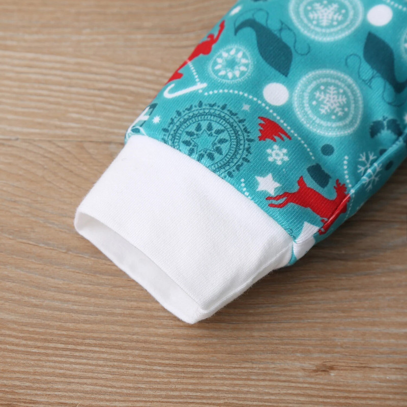 Jaunas meiteņu drēbes Ziemassvētku apģērbi Elk Ziemassvētku apdruka ar vienrindu, garām piedurknēm, zīdaiņu bikses ziemas kombinezons 3-18 M