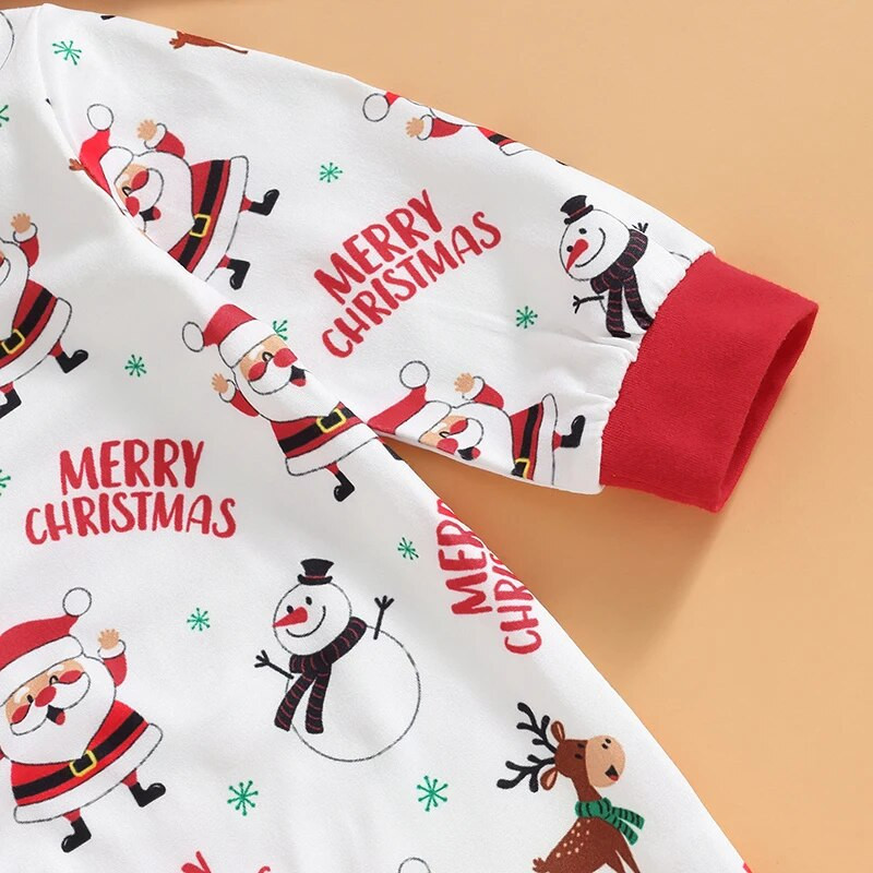 Jaundzimušie Meitenes Zēni Rompers ballīte Ziemassvētku Apģērbs Ziemassvētku vecītis Sniegavīrs Vēstuļu apdruka ar garām piedurknēm Toddler rudens bodiji ar cepuri