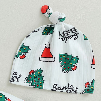 ma&baby 0-18 εκατ. Χριστουγεννιάτικη φόρμα μακρυμάνικη φόρμα νεογέννητου νηπίου νηπίου + καπέλο χριστουγεννιάτικα ρούχα D05