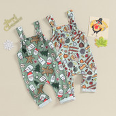 FOCUSNORM 0-24 M zīdaiņu zīdaiņu meiteņu zēnu Ziemassvētku rombiņas bez piedurknēm kvadrātveida kakla karikatūras apdrukas kombinezoni ar biksēm