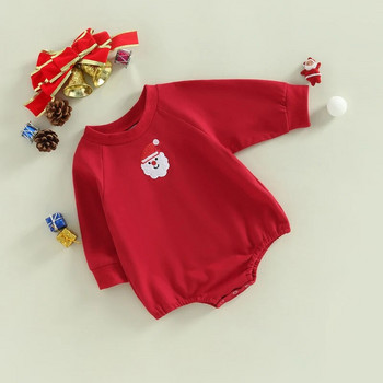 Μωρό αγόρι κοριτσίστικο φούτερ Romper Oversized μακρυμάνικο βαμβακερό κορμάκι Playsuits Παιδικά Χριστουγεννιάτικα ρούχα