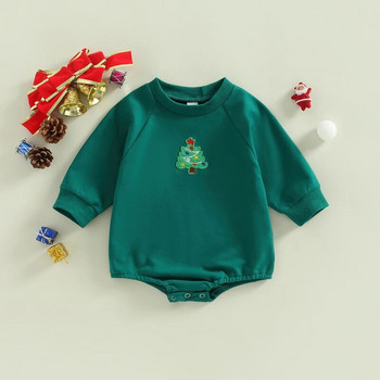 Μωρό αγόρι κοριτσίστικο φούτερ Romper Oversized μακρυμάνικο βαμβακερό κορμάκι Playsuits Παιδικά Χριστουγεννιάτικα ρούχα