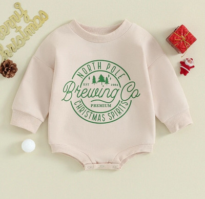 Mazuļu zēnu meitenes džemperis Lielizmēra ar garām piedurknēm kokvilnas bodijs rotaļu tērpi bērnu Ziemassvētku apģērbi apģērbs