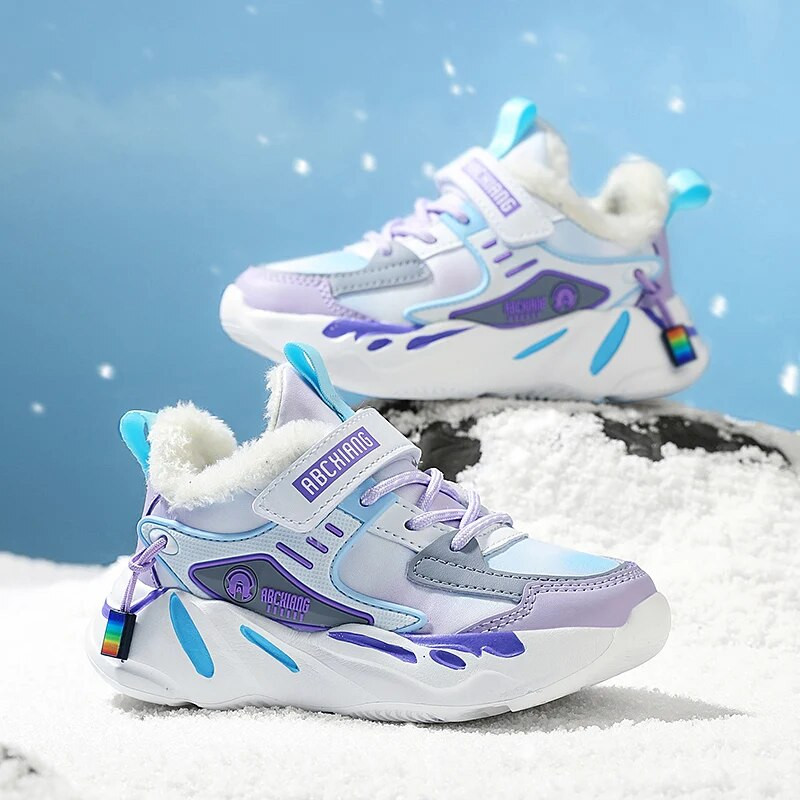 Ziemas bērnu apavi zēniem kedas Jauns luksusa dizains teniss bērnu sneaker platforma plīša sporta apavi zēniem vecumā no 4 līdz 12 gadiem