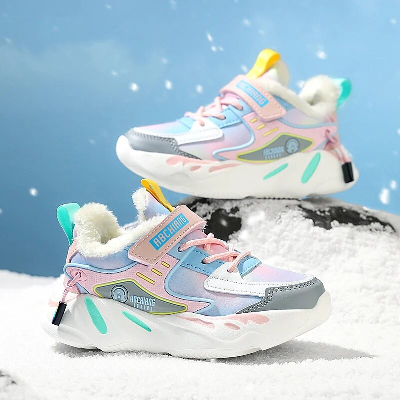 Ziemas bērnu apavi zēniem kedas Jauns luksusa dizains teniss bērnu sneaker platforma plīša sporta apavi zēniem vecumā no 4 līdz 12 gadiem