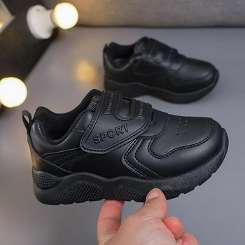 Παιδικά αθλητικά παπούτσια για αγόρια Casual Hook & Loop 2023 Νέα μαύρα ομοιόμορφα σχολικά παπούτσια Απλά αντιολισθητικά Παιδικά πολυχρηστικά παπούτσια για κορίτσια PU