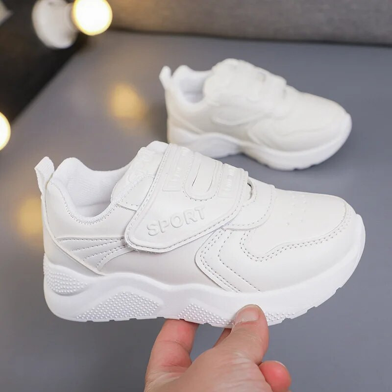 Bērnu kedas zēniem, ikdienas āķis un cilpa, 2023. gada jaunas melnas formas skolas apavi, vienkārši, neslīdoši, daudzpusīgi bērnu apavi PU