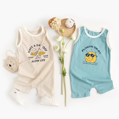 Sanlutoz Летни бебешки гащеризони с къс ръкав Анимационни дрехи за малки момчета Модни екипи