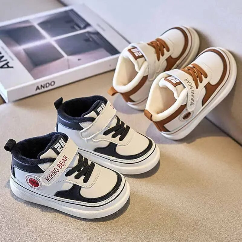 Gyermek cipők fiúk lányok új őszi téli vastag kasmír alkalmi cipő meleg pamut cipők gyerekek csúszásmentes kültéri sportcipő