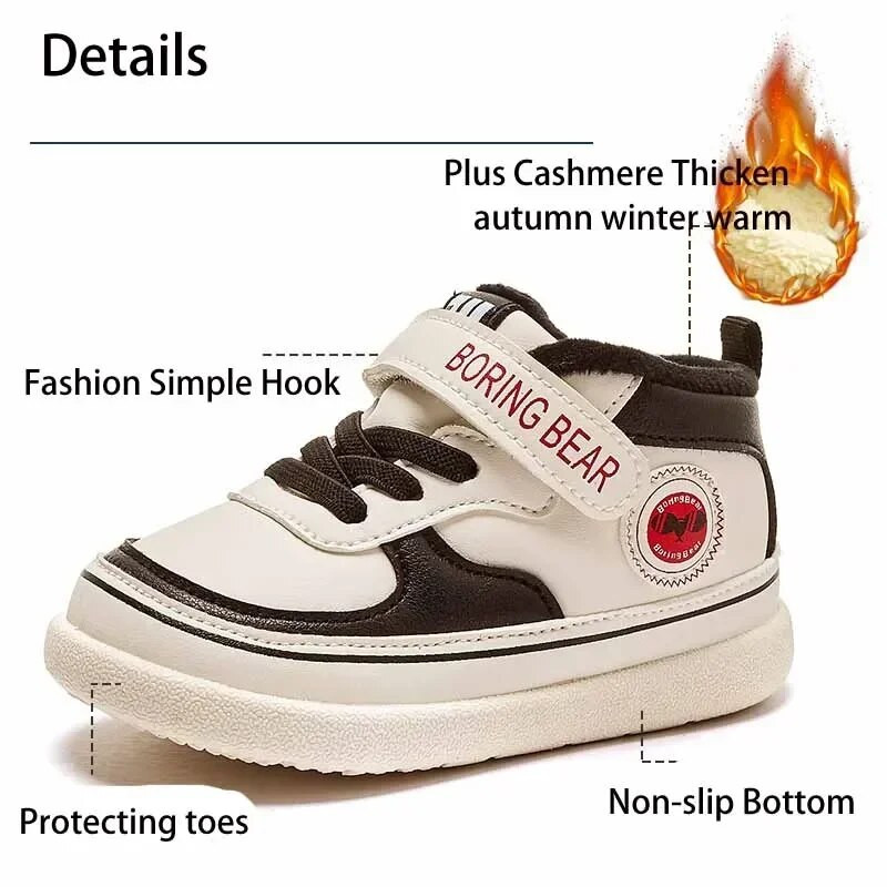 Gyermek cipők fiúk lányok új őszi téli vastag kasmír alkalmi cipő meleg pamut cipők gyerekek csúszásmentes kültéri sportcipő