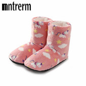 Mntrern 2022 Jaunas sieviešu ziemas siltas puszābaki iekštelpu plīša zābaki omulīgi jauki meitenes mājas apavi Ziemas čības ar dzīvnieku apdrukām