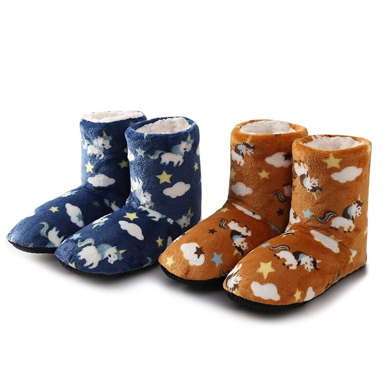 Mntrern 2022 Jaunas sieviešu ziemas siltas puszābaki iekštelpu plīša zābaki omulīgi jauki meitenes mājas apavi Ziemas čības ar dzīvnieku apdrukām