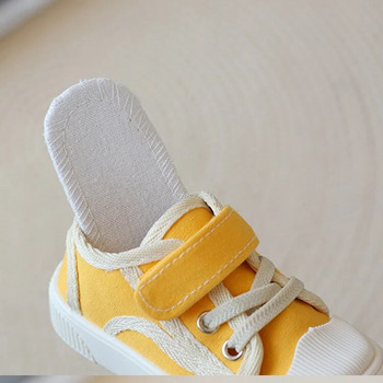 Нова марка Детски платнени маратонки за малки деца Спортни ежедневни обувки Модни дишащи детски платнени обувки с равни обувки Мокасини за момчета и момичета