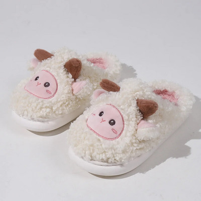 Jaukas multfilmas Aitu čības pūkainas pūkainas sievietes mājas platformas čības vīriešiem ziemas plīša slaidi iekštelpām, izplūduši, jauki kokvilnas apavi