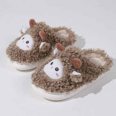 Jaukas multfilmas Aitu čības pūkainas pūkainas sievietes mājas platformas čības vīriešiem ziemas plīša slaidi iekštelpām, izplūduši, jauki kokvilnas apavi