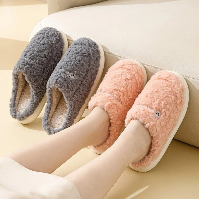 Žiemos šiltos pliušinės šlepetės Moteriški Namai Šlepetės Rudens Žiemos Kambariniai Batai Namas Plokščias Grindys Namai Minkštos Slient Šlepetės miegamajam