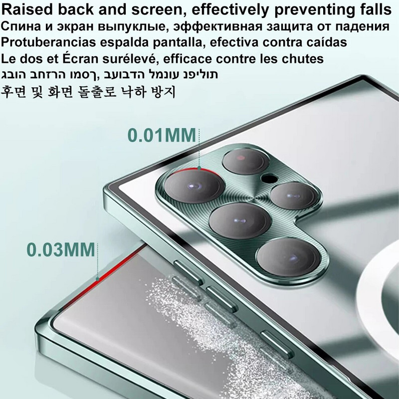 Algne juhtmevaba magnetiga kaetud kate Magsafe`i ümbrisele Samsung Galaxy S21 Fe S22 Plus S23 Ultra 4K Glass täielik kaamerakaitse