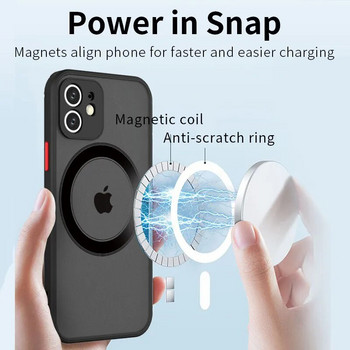 Луксозен матов магнитен калъф за безжично зареждане Magsafe за iPhone 14 13 11 12 Pro Max Mini Plus XS Max XR X Armor Cover funda