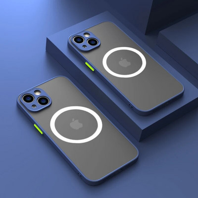 Πολυτελής ματ μαγνητική θήκη για Magsafe Wireless Charge Case for iPhone 14 13 11 12 Pro Max Mini Plus XS Max XR X Armor Cover Funda