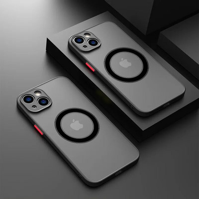 Πολυτελής ματ μαγνητική θήκη για Magsafe Wireless Charge Case for iPhone 14 13 11 12 Pro Max Mini Plus XS Max XR X Armor Cover Funda