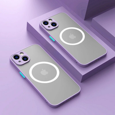Πολυτελής ματ μαγνητική θήκη για Magsafe Wireless Charge Case for iPhone 14 13 11 12 Pro Max Mini Plus XS Max XR X Armor Cover Funda