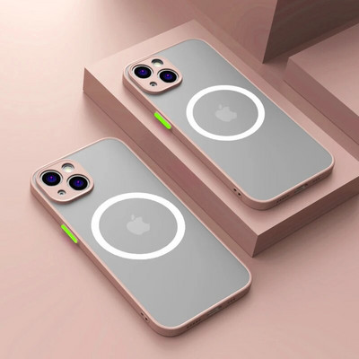 Πολυτελής ματ μαγνητική θήκη για Magsafe Wireless Charge Case for iPhone 14 13 11 12 Pro Max Mini Plus XS Max XR X Armor Cover Funda