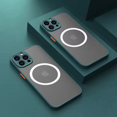 Πολυτελής ματ μαγνητική θήκη για Magsafe Wireless Charge Case for iPhone 14 13 11 12 Pro Max Mini Plus XS Max XR X Armor Cover Funda