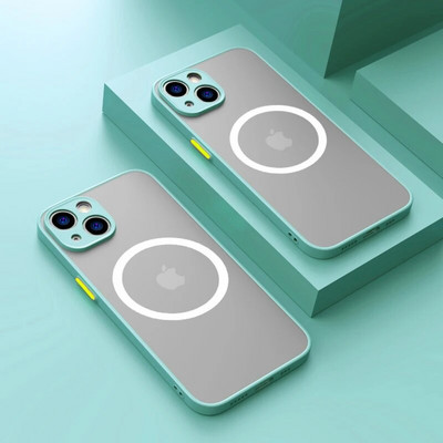 Πολυτελής ματ μαγνητική θήκη για Magsafe Wireless Charge Case for iPhone 14 13 11 12 Pro Max Mini Plus XS Max XR X Armor Cover Funda