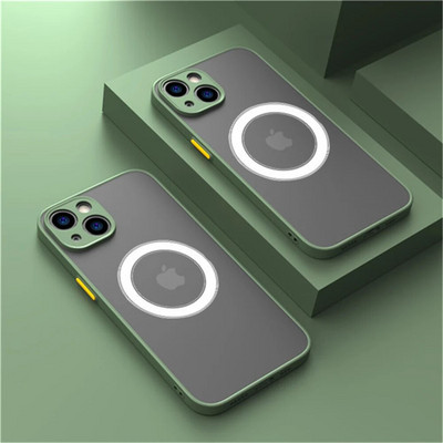 Πολυτελής ματ μαγνητική θήκη για Magsafe Wireless Charge Case for iPhone 14 13 11 12 Pro Max Mini Plus XS Max XR X Armor Cover Funda