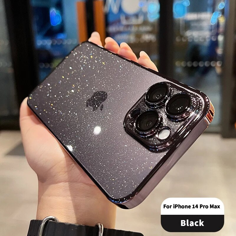 Luksuslik elektroonikaga kaetud sädelev telefoniümbris iPhone`i 11 15 12 13 14 Pro Max kaitsekesta jaoks, läbipaistev põrutuskindel kate