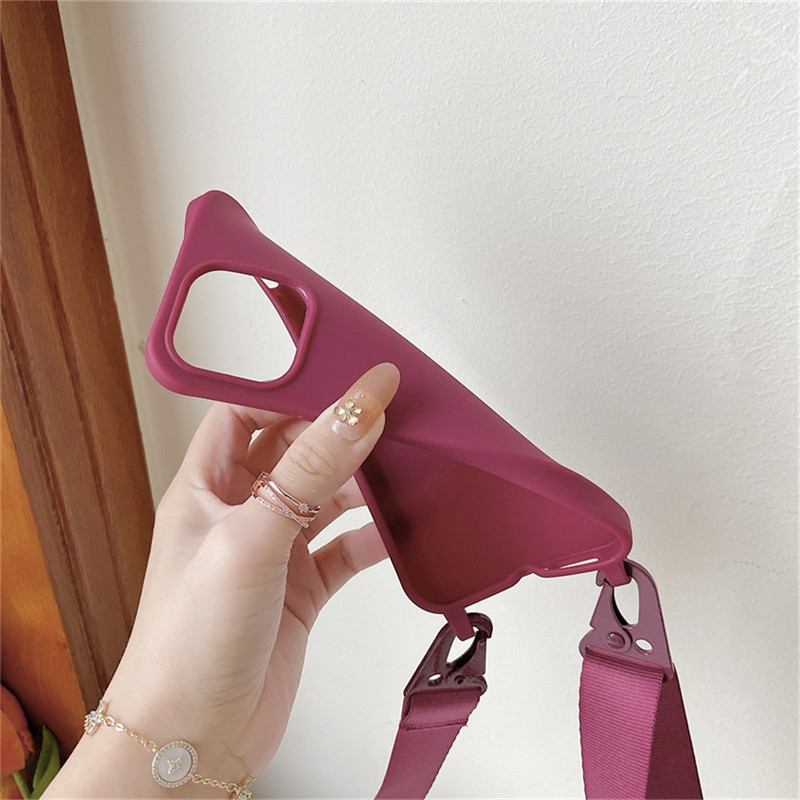 Κολιέ χιαστί με κορδόνι ματ θήκη σιλικόνης για iPhone 15 14 Pro Max 11 12 13 Mini XR X XS 7 8 Plus SE Αντικραδασμικό κάλυμμα