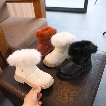 2023 Νέες μονόχρωμες μπότες για κορίτσια σε στυλ Βρετανίας βελούδινες χειμωνιάτικες μαλακές κοντές μπότες για αγόρια Παιδικά παπούτσια Αποστολή