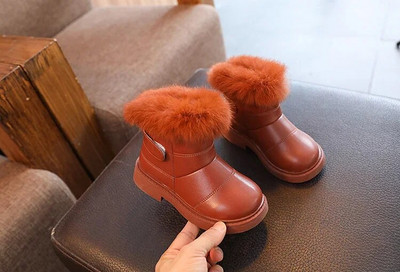 2023 Νέες μονόχρωμες μπότες για κορίτσια σε στυλ Βρετανίας βελούδινες χειμωνιάτικες μαλακές κοντές μπότες για αγόρια Παιδικά παπούτσια Αποστολή