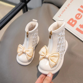 Παιδικά μποτάκια Ευέλικτα μαλακά αναπνέοντα κομψά κορίτσια Κοντές μπότες μονόχρωμο Φιόγκος Απλές αντιολισθητικές Παιδικές μοδάτες δερμάτινες μπότες 2023