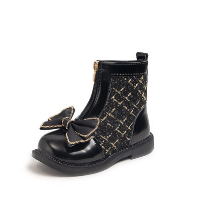 Bērnu zābaki Universāli, mīksti, elpojoši eleganti meiteņu īsi zābaki vienkrāsaini banti, vienkārši neslīdoši bērnu modes ādas zābaki 2023. g.