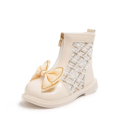 Bērnu zābaki Universāli, mīksti, elpojoši eleganti meiteņu īsi zābaki vienkrāsaini banti, vienkārši neslīdoši bērnu modes ādas zābaki 2023. g.