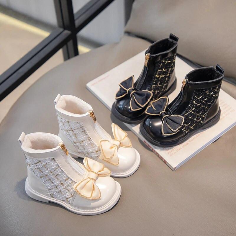 Bērnu zābaki Universāli, mīksti, elpojoši eleganti meiteņu īsi zābaki vienkrāsaini banti, vienkārši neslīdoši bērnu modes ādas zābaki 2023. g.