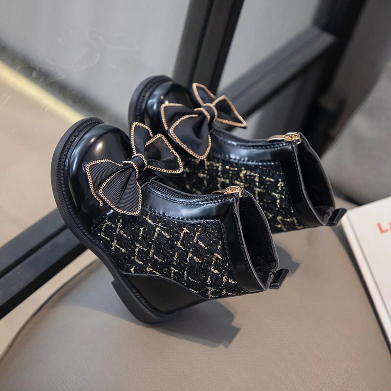 Bērnu zābaki Universāli, mīksti, elpojoši eleganti meiteņu īsi zābaki vienkrāsaini banti, vienkārši neslīdoši bērnu modes ādas zābaki 2023. g.