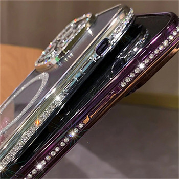 Πολυτελές Diamond Glitter Μαγνητική θήκη φόρτισης σιλικόνης για iPhone 15 14 13 12 Pro Max Plus 11 Διαφανές αντικραδασμικό κάλυμμα