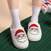 Γυναικείες χριστουγεννιάτικες παντόφλες Νέες φθινοπωρινές, χειμερινές, οικιακές μαλακές σόλα, αντιολισθητικές βαμβακερά παπούτσια Άγιος Βασίλης Χαριτωμένα παντόφλες κινουμένων σχεδίων