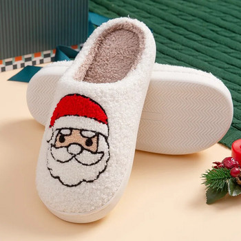 Дамски коледни чехли Нови есенни зимни вътрешни домакински меки подметки Неплъзгащи се памучни обувки Дядо Коледа Сладки анимационни чехли