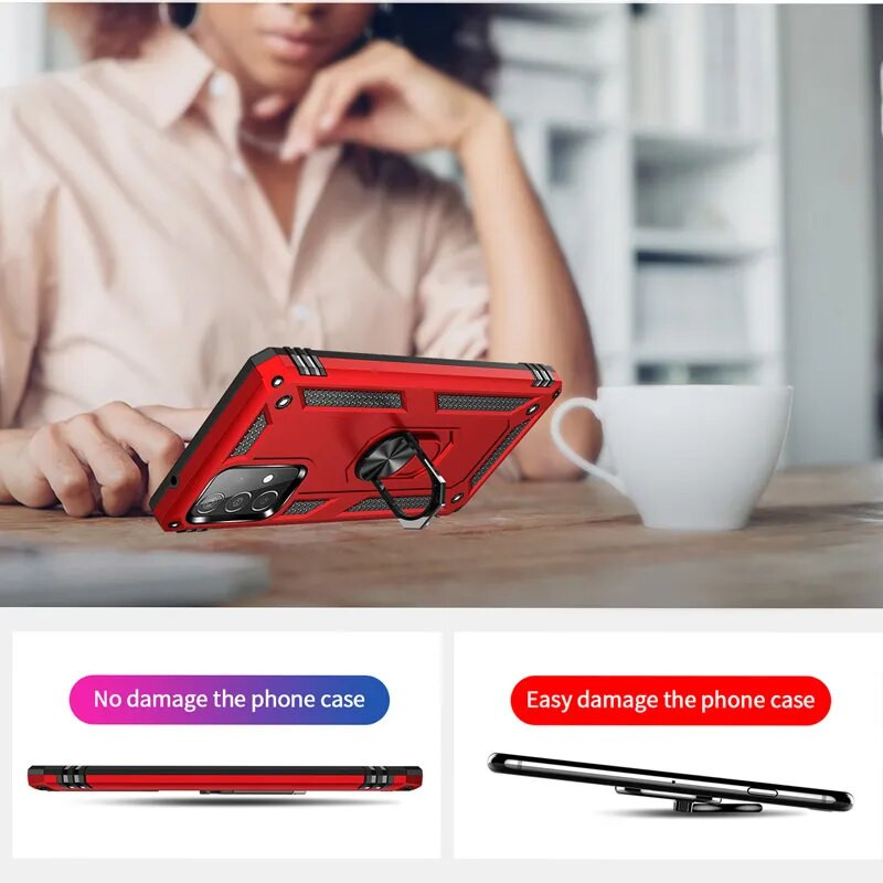 Modes bruņu futrālis Samsung Galaxy A50 51 A12 A32 70 A71 S21 S20 FE Ultra S10 S9 S8 Plus S10E 5G metāla gredzena pretnokrišanas vāciņš