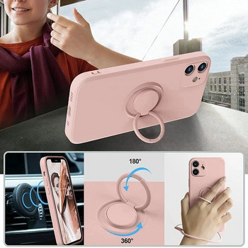 Скоба за магнитен държач за пръстен от течен силикон за iPhone 14 13 12 11 Pro Mini XR X XS Max 7 8 Plus Se 2020 Калъф за телефон