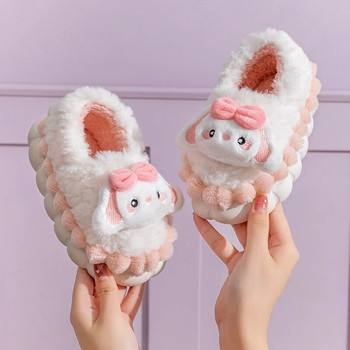 Зимни сладки анимационни опаковани токчета Детски плюшени чехли Мека подметка Неплъзгащи се топли бебешки момичета Вътрешна спалня Уютни домашни памучни обувки
