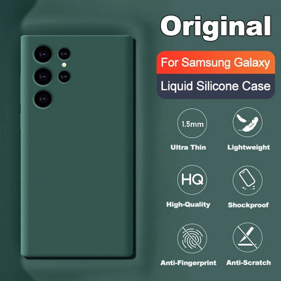 Луксозен оригинален течен силиконов калъф за Samsung Galaxy S23 S20 S21 S22 Ultra S10 Plus Fe A54 A53 A52 A51 A33 A32 A71 калъф за телефон