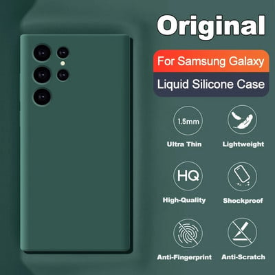 Prabangus originalus skysto silikono dėklas, skirtas Samsung Galaxy S23 S20 S21 S22 Ultra S10 Plus Fe A54 A53 A52 A51 A33 A32 A71 telefono dėklas