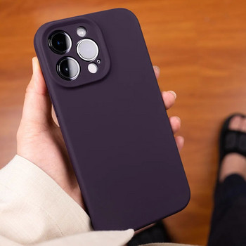 Висококачествен оригинален квадратен течен мек силиконов калъф за телефон за iPhone 15 14 11 12 13 Pro Max Plus цветен моден калъф