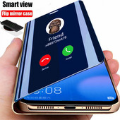 Luksusa Smart Mirror Flip Case priekš Xiaomi Redmi Note 11 10 9 9s Poco X3 NFC 8 8T 10s 11T Pro Max 9A 9C Mi 9T Lite 5G Coque