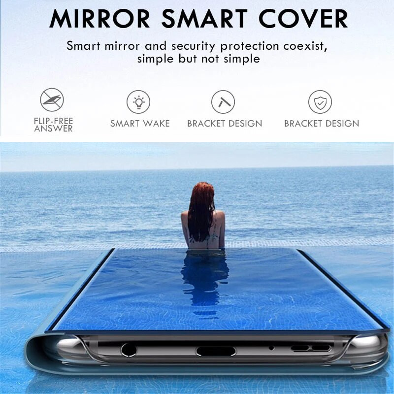 Luksusa Smart Mirror Flip Case priekš Xiaomi Redmi Note 11 10 9 9s Poco X3 NFC 8 8T 10s 11T Pro Max 9A 9C Mi 9T Lite 5G Coque
